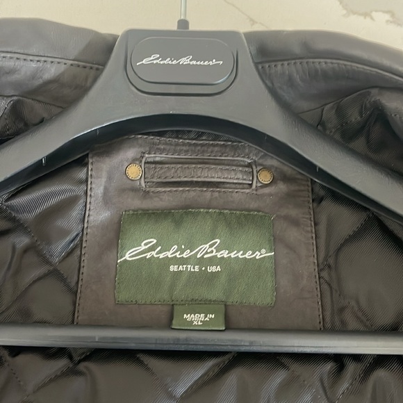 Eddie Bauer Chocklate brown Genuine Leather Coat - Picture 14 of 16